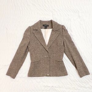 Arden B Brown Silk & Wool Blend Tweed Blazer Jacket